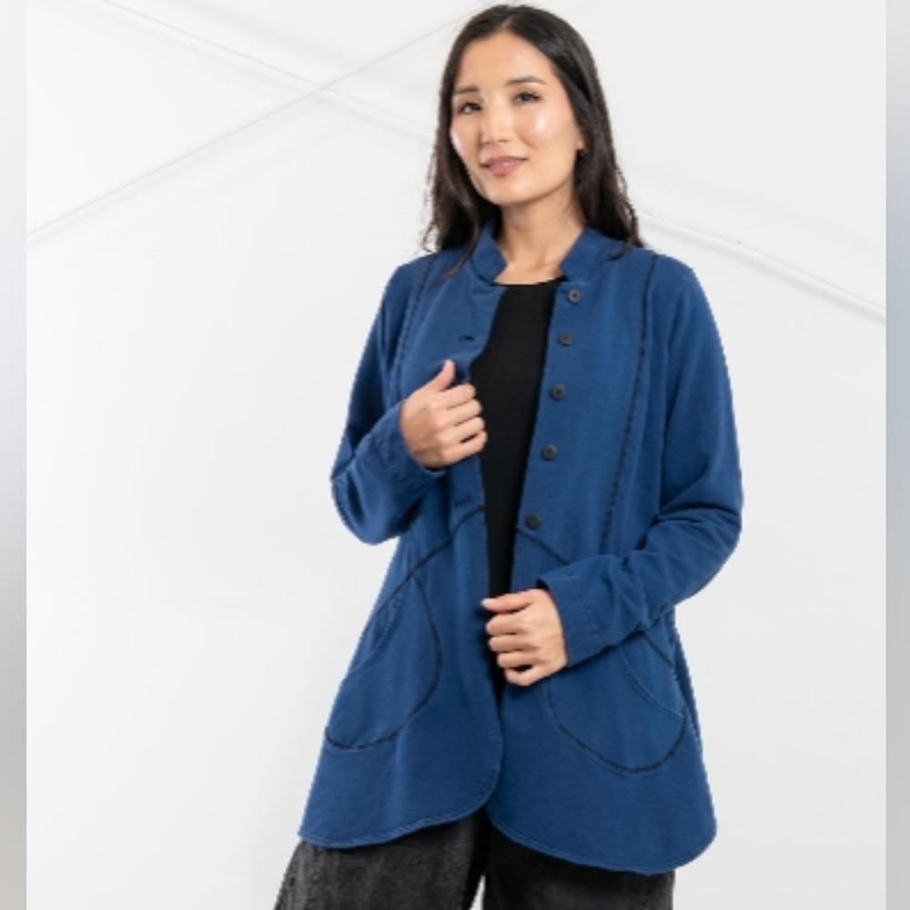 Elegant Blue Button-Up Blazer